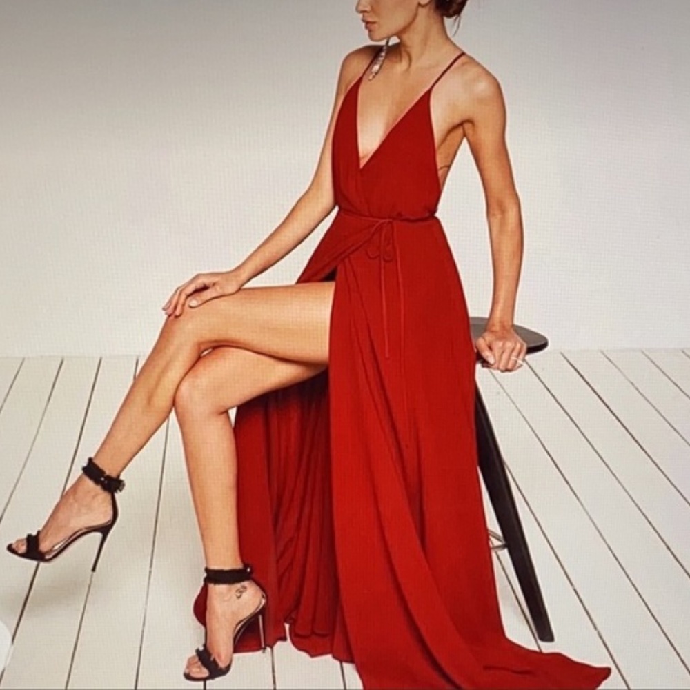 Reformation Red Callalily Evening Gown